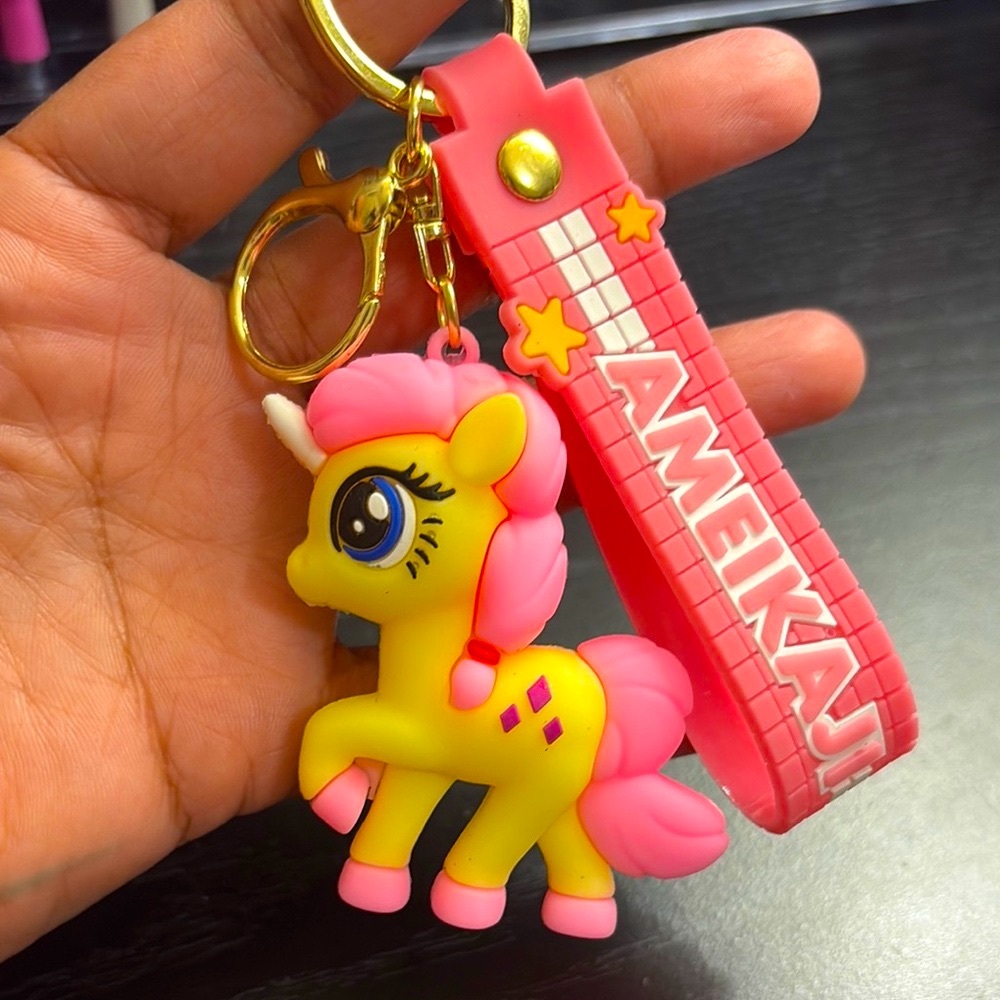 Pink and Yellow Unicorn Keychain